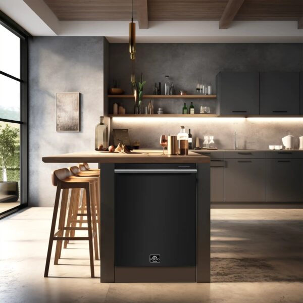 Pookied Espresso 3-Piece Appliance Package - 30-Inch Electric Range, Refrigerator and Dishwasher in Black with Antique Brass Trim - Image 24