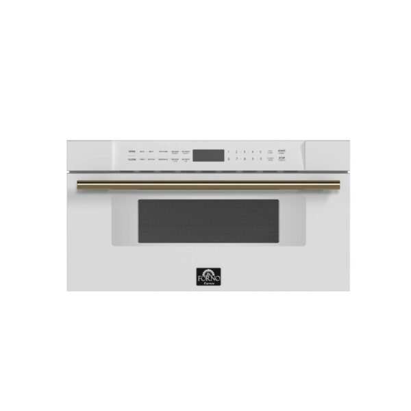 Pookied Capoliveri Espresso 30-Inch Microwave Drawer, White, 1.2 cu.ft, 1000 Watts, Built-In, Touch Control LCD Display,