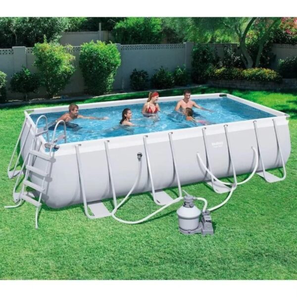 Bestway 18-ft x 9-ft x 48-in Metal Frame Rectangle Above-Ground Pool with Filter Pump,Ground Cloth,Pool Cover and Ladder - Image 5