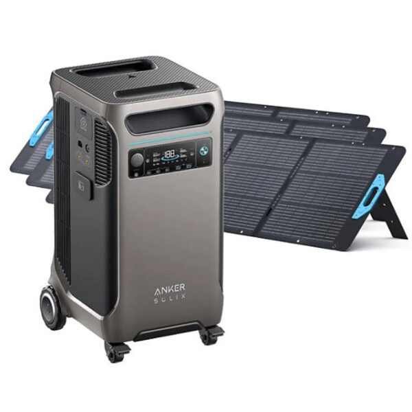 Anker Solix F3800 Portable Power Station with 3 200W solar panels